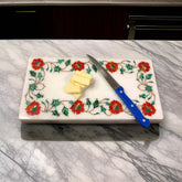 Handcrafted Marble Inlay Cutting Board β Elegant Floral Design for Luxury Kitchens