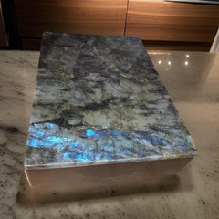 Labradorite Gemstone Display Block – Radiant Iridescent Stone for Décor & Showcase
