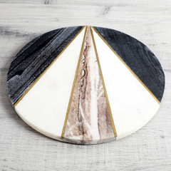 Luxury Geometric Marble Serving Board Elegant Round Cheese & Snack Platter