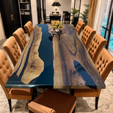 Custom Black Walnut & Black Epoxy Resin Dining Table Live Edge Statement Piece for Modern Interiors