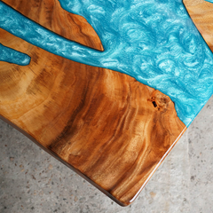 Luxury Blue Epoxy River Table Custom Live Edge Walnut Dining Table