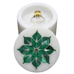Round Jewelry Storage Box Inlaid Malachite Gemstone In Usa