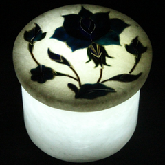 Handmade Floral Design Inlaid White Marble Trinket Box