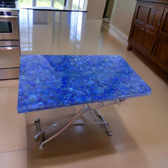 Meuble de table à manger en lapis-lazuli naturel de luxe fait à la main pour la maison