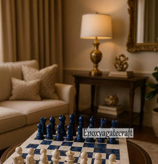 Lapis Lazuli Marble Chess Set – Handcrafted Luxury Board
