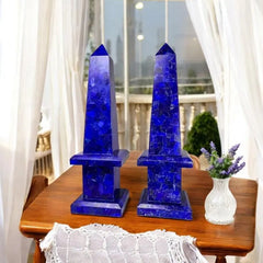 Lapis Lazuli Obelisk Tower Handcrafted Decorative Stone Sculpture for Energy & Elegance