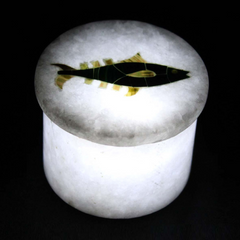 Natura Handmade White Trinket Box Inlay Fish Design For Ring Storage Sell In Usa