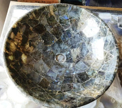 Lavabo en pierre d'agate verte fabriqué à la main Luxueux lavabo carré en mosaïque pour salles de bains modernes