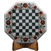 Marble Chess Board Game Set Inlay Green Checkbox