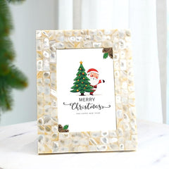 Handcrafted Mother of Pearl Photo Frame for Christmas For Festive Decor