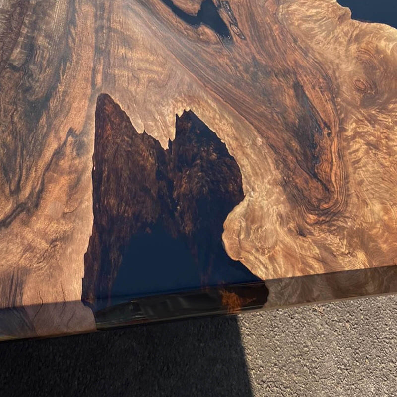 Custom Black Walnut & Black Epoxy Resin Dining Table  Live Edge Statement Piece for Modern Interiors