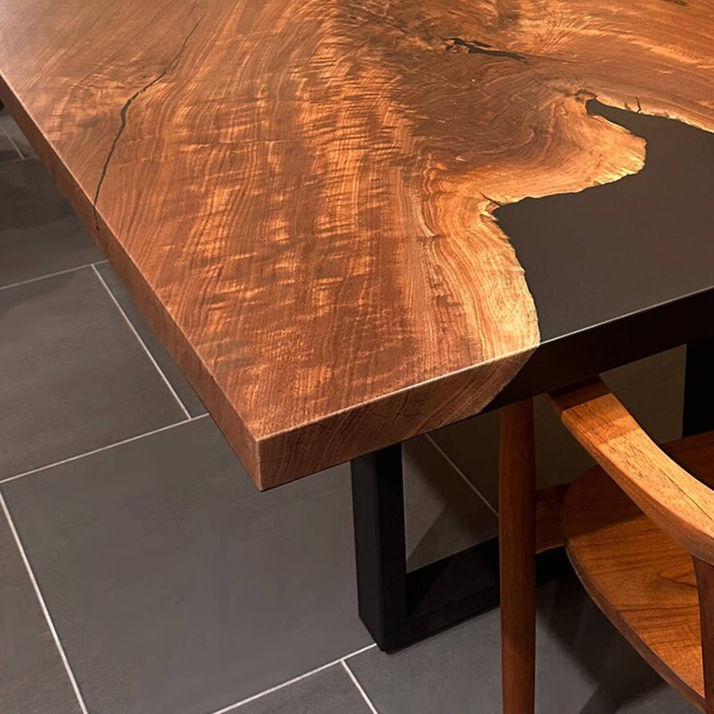 Grand Black Epoxy River Conference Table Live Edge Walnut Luxury Statement Piece For Office and Home Use