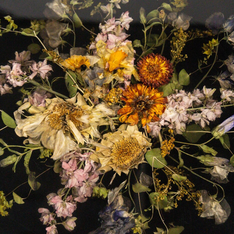 Round Epoxy Resin Dining Table with Real Dried Floral Inlay  Elegant Botanical Art Centerpiece