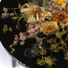 Round Epoxy Resin Dining Table with Real Dried Floral Inlay  Elegant Botanical Art Centerpiece