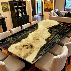Table de rivière en résine époxy faite à la main avec un motif de vague turquoise, parfaite pour les maisons modernes