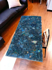 Natural Labradorite Stone Table with Polished Iridescent Surface Stunning Handmade Furniture