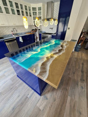 Natural Ocean-Inspired Resin Kitchen Island with Stunning Beach Design Modern interior Furniture