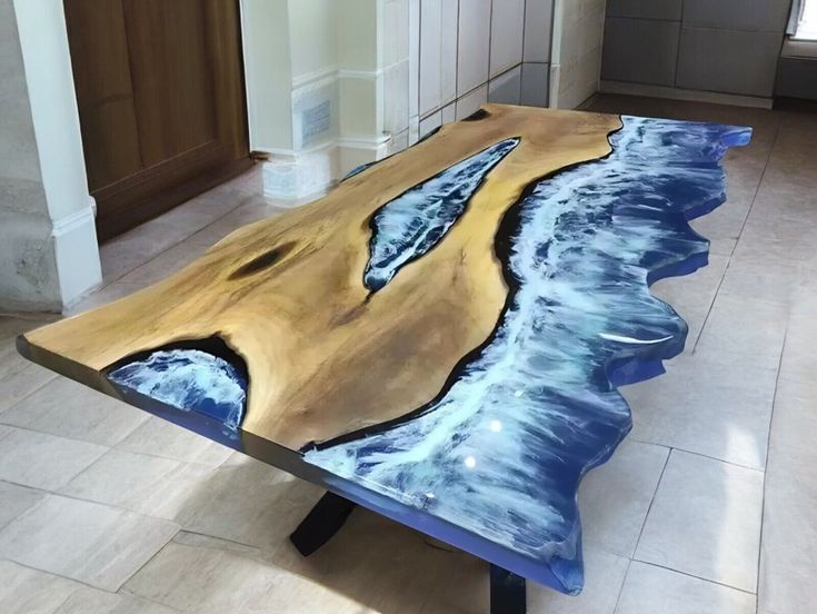 Ocean-Inspired Epoxy River Table: A Stunning Fusion of Nature and Art