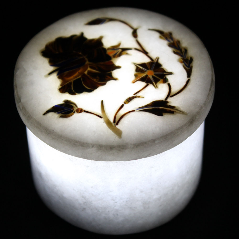 Beautiful Natural Marble Inlay White Ring Box Inlaid Paua Shell