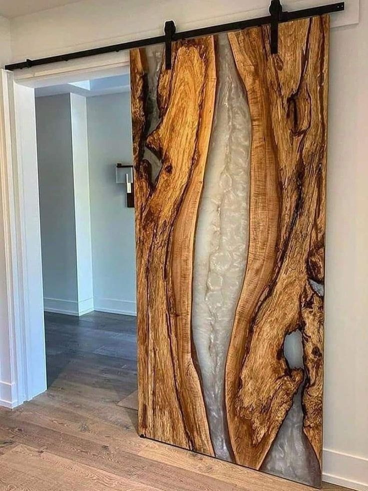 Handmade White Epoxy River Door Rustic Wood Resin Interior Door