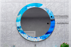 Stunning Blue Agate-Inspired Round Mirror with Tempered Glass Frame