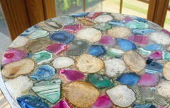 Handcrafted Multi-Colored Agate Resin Table with Vibrant Geode-Inspired Design Furniture