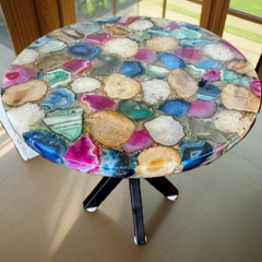 Handcrafted Multi-Colored Agate Resin Table with Vibrant Geode-Inspired Design Furniture