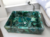 Handcrafted Green Agate Stone Washbasin  Luxurious Square Mosaic Sink for Modern Bathrooms