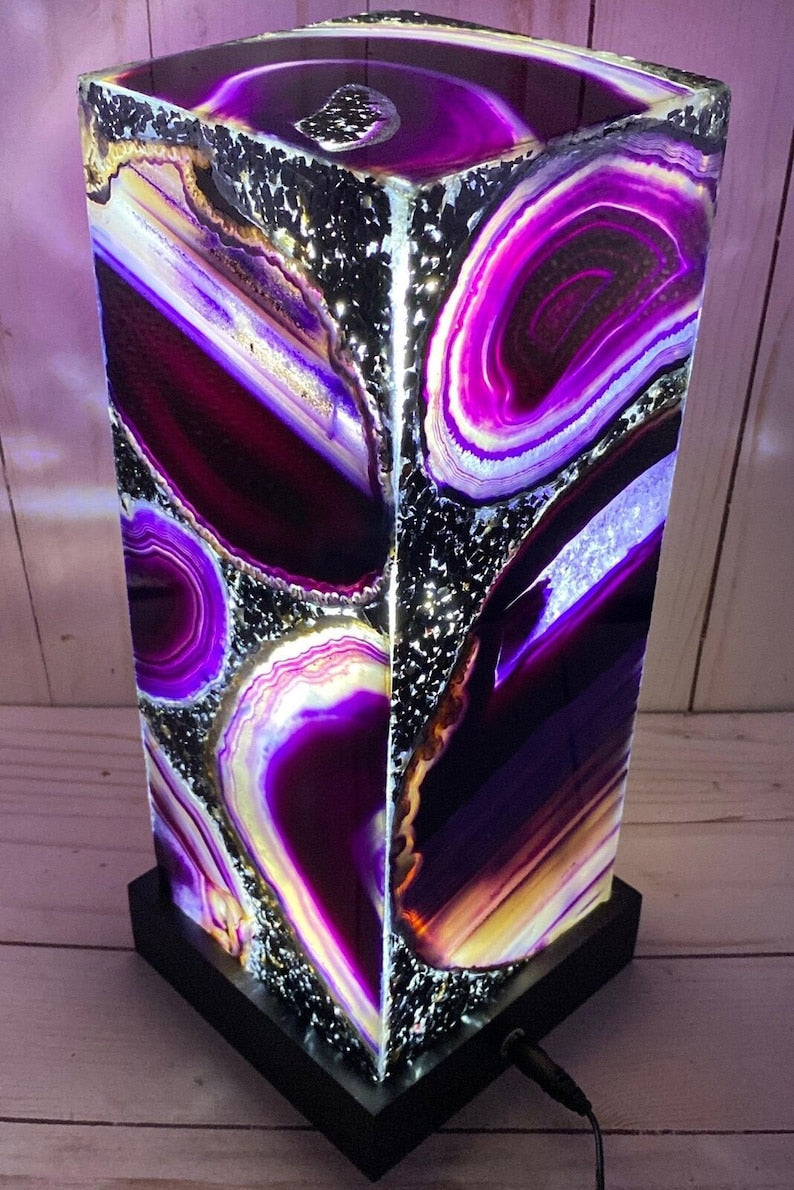 Handcrafted Purple Agate Resin Lamp With Inspired Design for Unique Home Decor