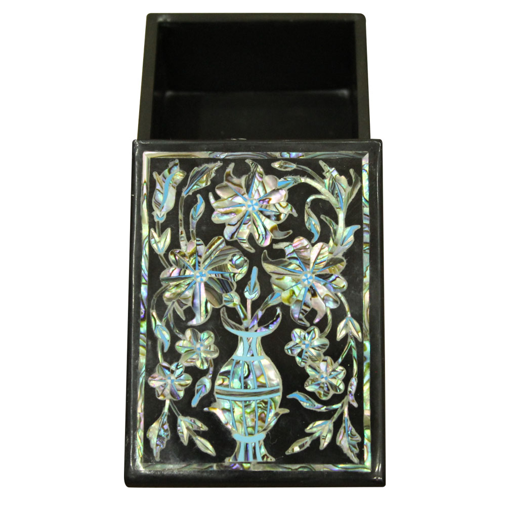 Natural Jewelry Box Black Onyx Marble Inlay Handicrafts Tree of Life Design